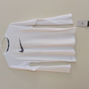 NWT Nike Girls Swim White Long Sleeve Shirt Rash Guard UPF 40+ - Size XL